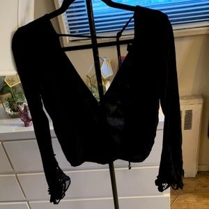 Express Cropped Top with lacey detail on bottome of sleeves